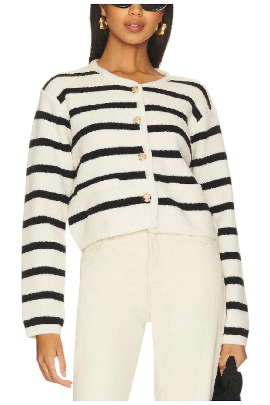 Line & Dot Women's Benni Stripe Cardigan Cream/Black - Regular